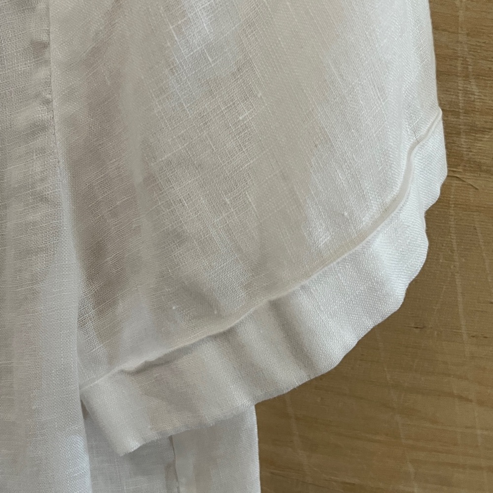 Talbots Linen Blouse with Ruffled V-Neck - Picture 3 of 7
